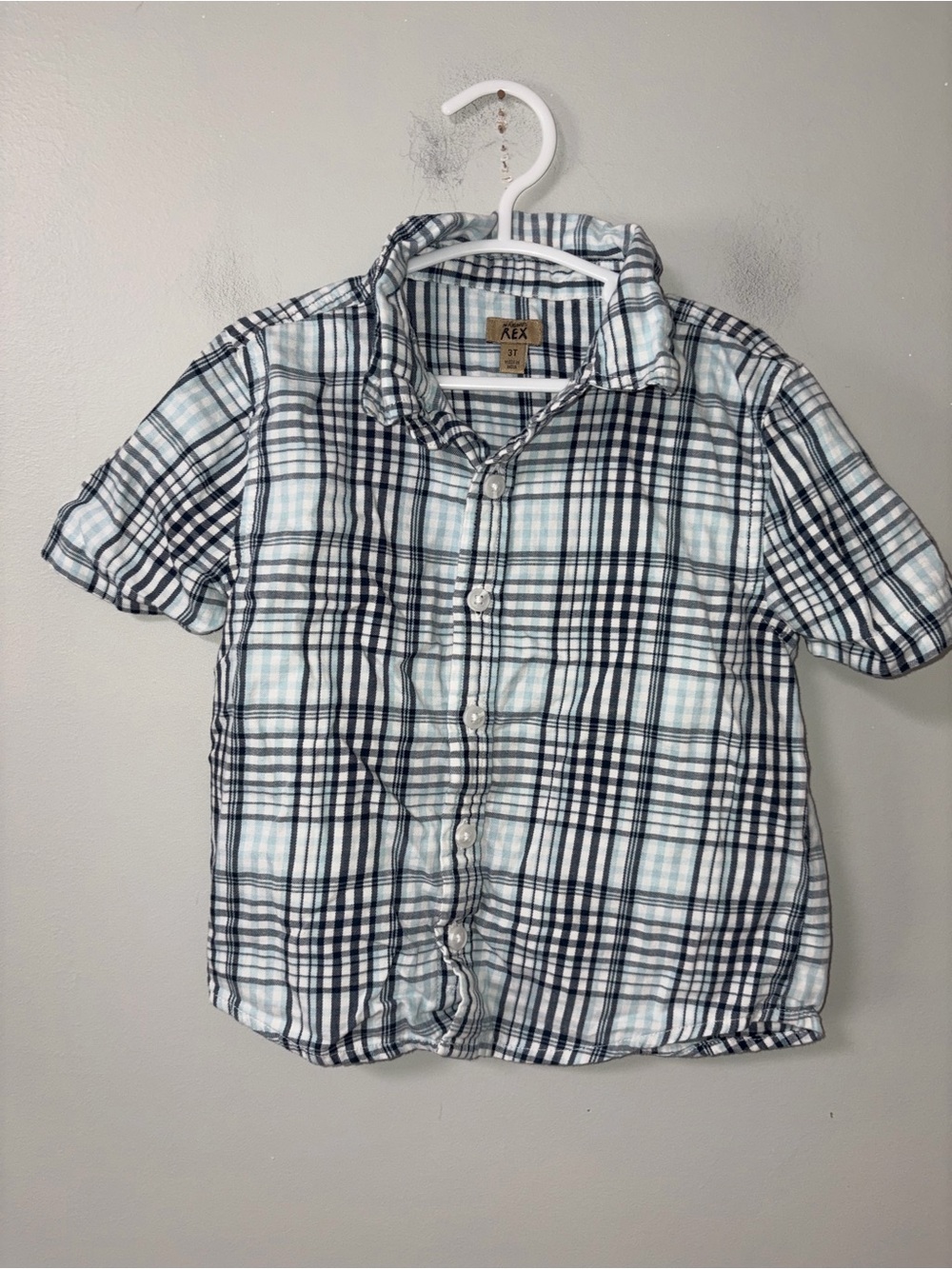 Maximus Rex Blue Gray Plaid Short Sleeve Button Down Boys 3T
